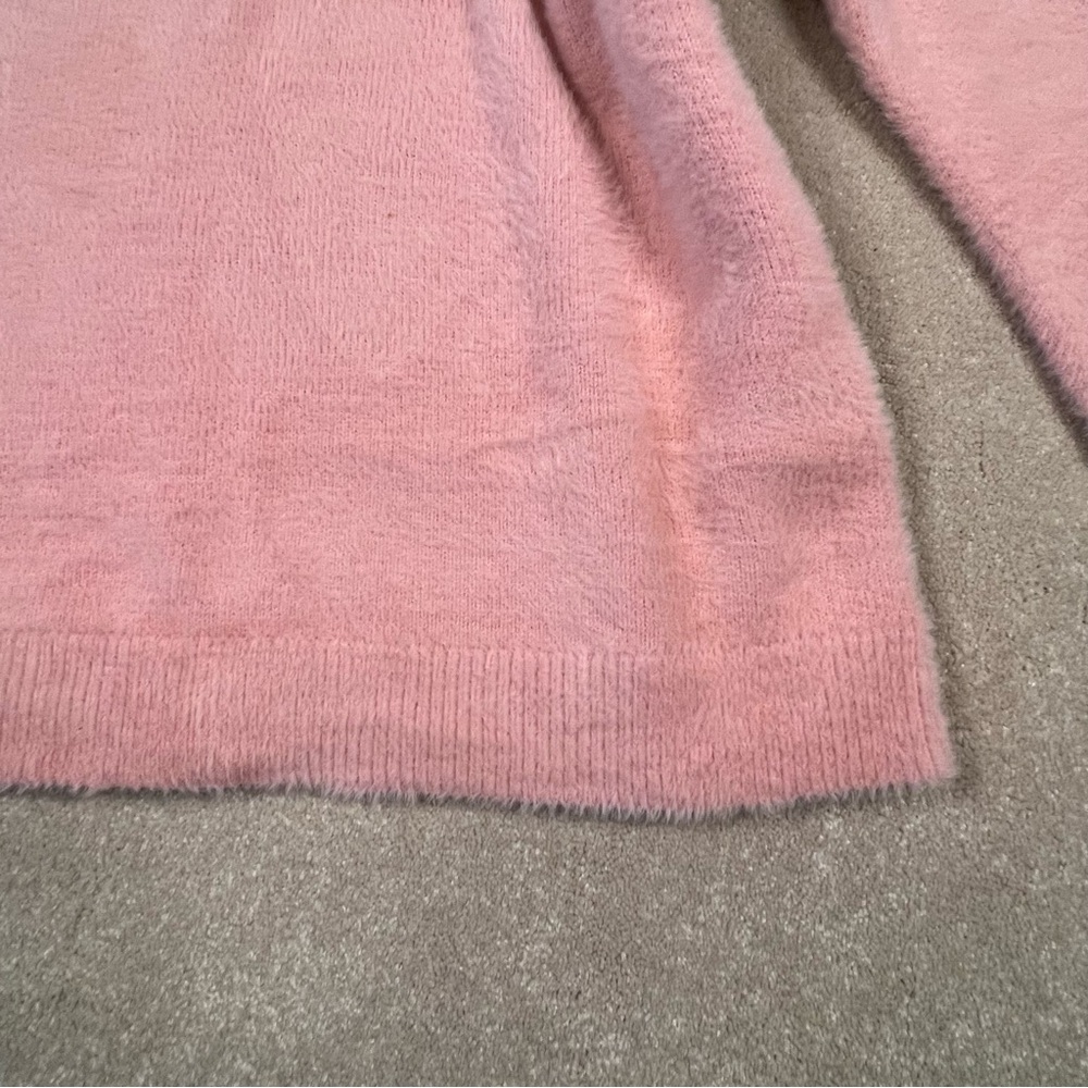 Lands' End Pink Soft Fuzzy Mock Neck Sweater Nylon/Cotton Blend Women's Large - Picture 4 of 12